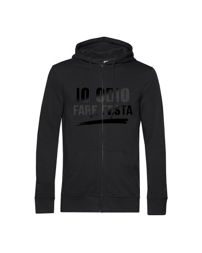 Felpa Cappuccio Zip IO ODIO FARE FESTA Vernice
